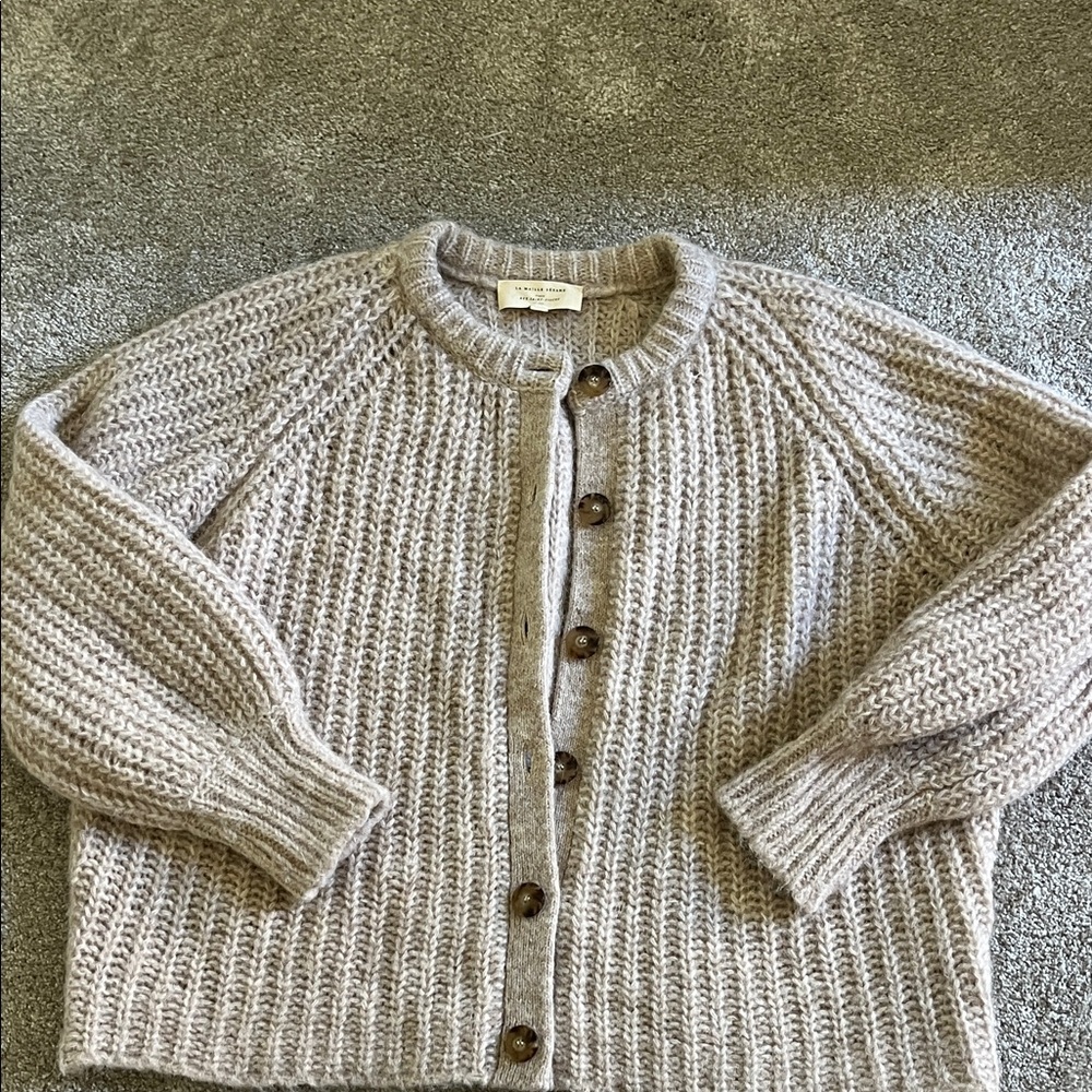 Sezane light beige Émile Knit Cardigan Sweater